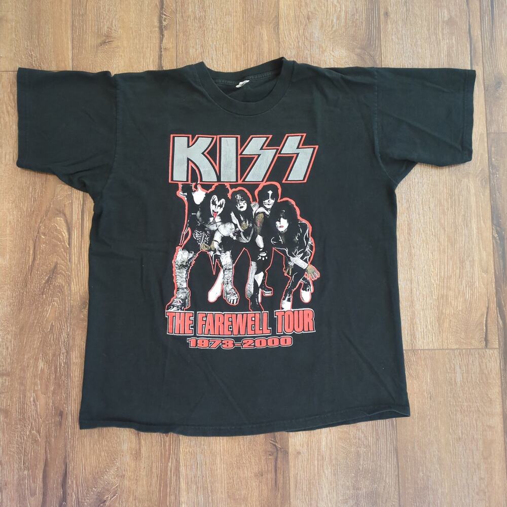 VTG Kiss The Farewell Tour 1973-2000 Adult XL Shirt Rock Concert Band Tee‎ Faded
